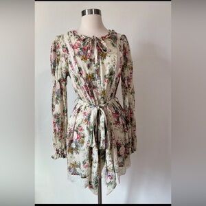 LoveShackFancy Fria Coquette Cottagecore Mini Dress In Shining Gemstone Small